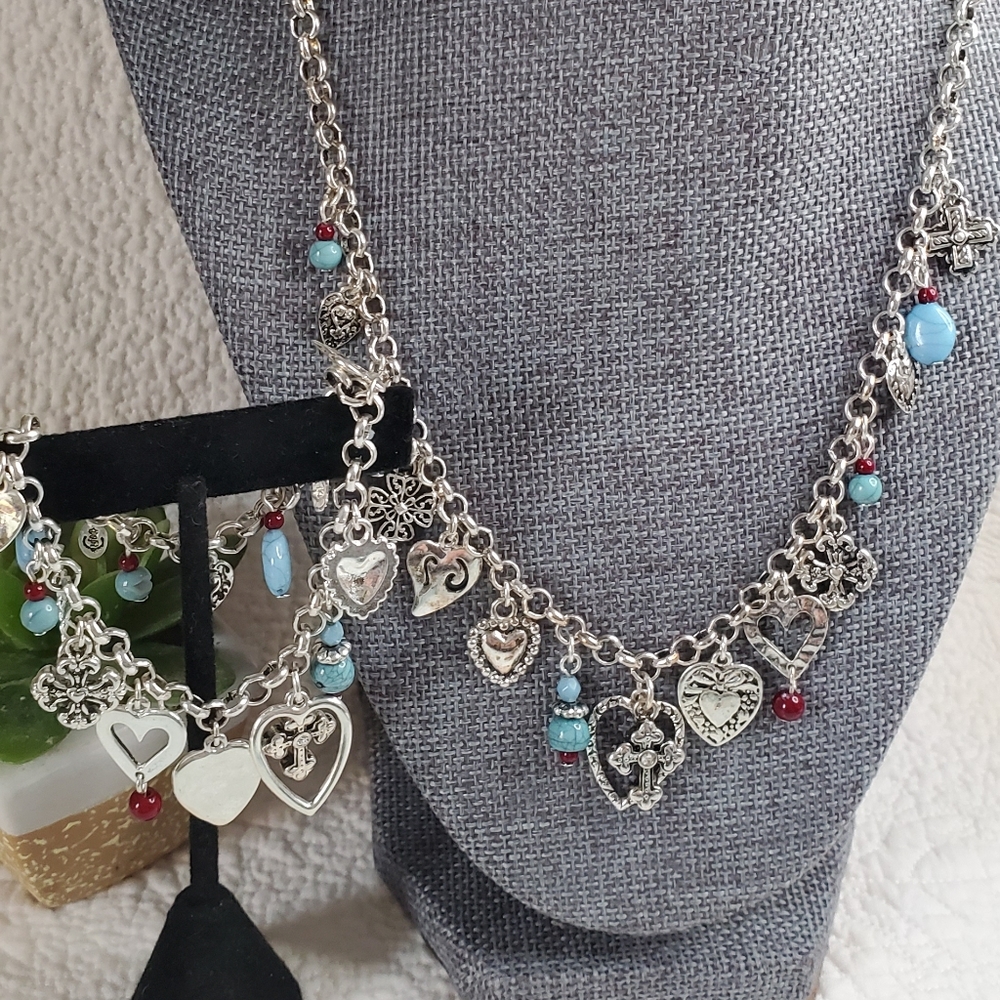 Charm necklace and  bracelet set